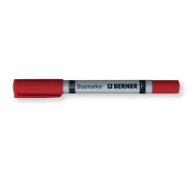 Popisovač Duomarker permanent hrot F 0,6mm, M 0,8mm červený Berner