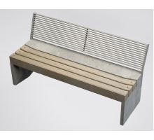Betonová lavice Direct sedák dřevo s opěradlem natur 160 x 61,5 x 80 cm