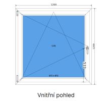 Plastové okno Ekosun 7 jednokřídlé bílé 1200x1200mm OS levé, profil š.81mm, izolační trojsklo